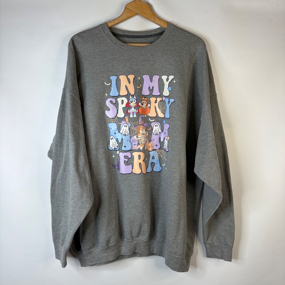 Halloween Bluey Sweatshirt Women 4XL Gray In My Spooky Mom Era
